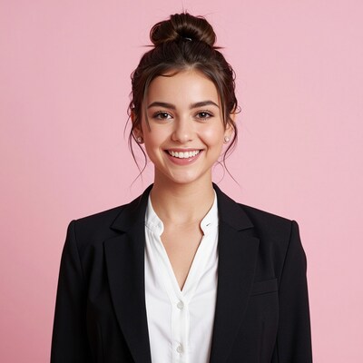Smiling Woman in Black Blazer