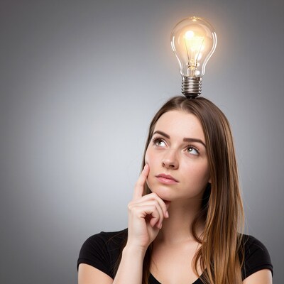 Woman with lightbulb idea