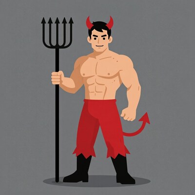 Muscular Devil with Trident