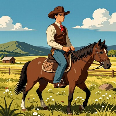 Cowboy Riding Horse