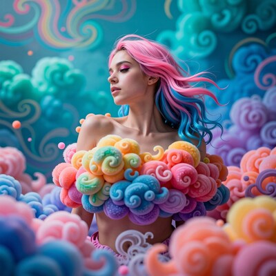 Woman in Candy Clouds