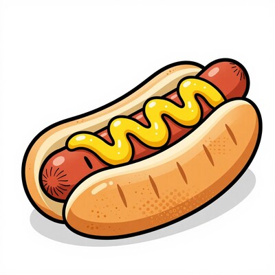 Cartoon Hot Dog with Mustard