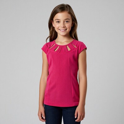 Young girl in pink top