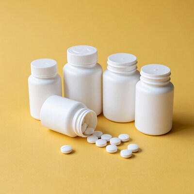 White Pill Bottles with Tablets