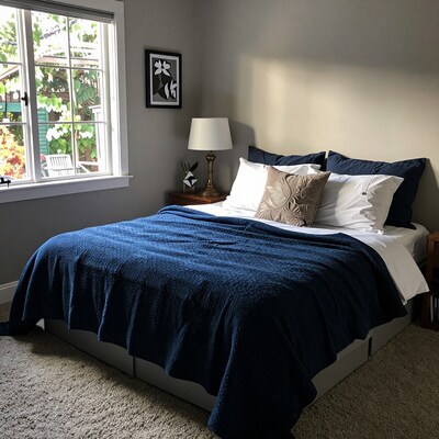 Cozy Blue Bedroom with Natural Light