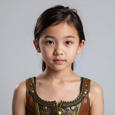 Young Asian Girl in Warrior Costume