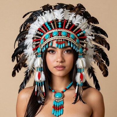 Native American Woman in Headdress