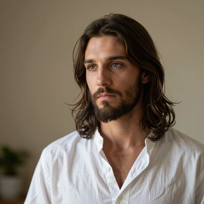 Man with long brown hair and beard