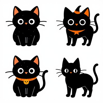Cartoon Black Cats Halloween