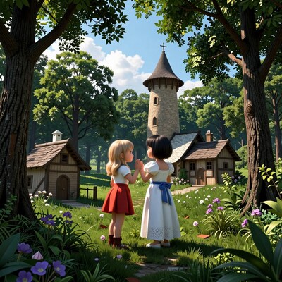 Two Girls in Enchanted Village