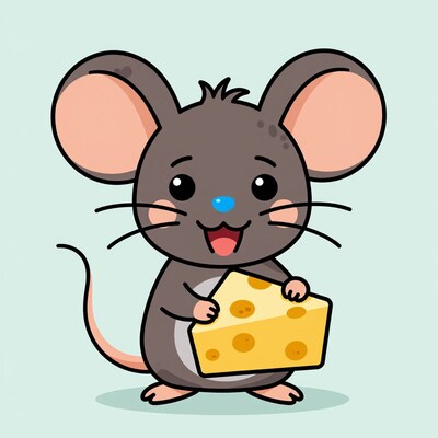 Cartoon Mouse with Cheese