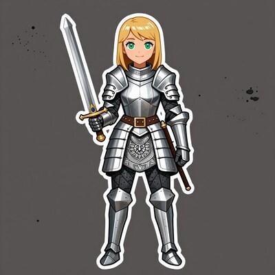 Blonde Female Knight Sticker