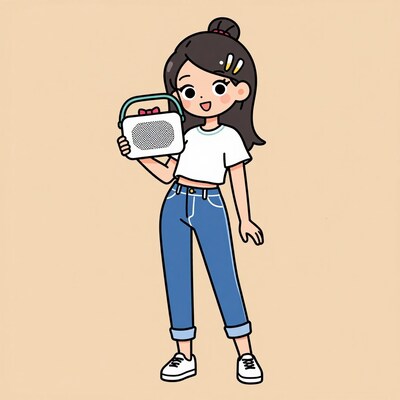 Cartoon girl with boombox
