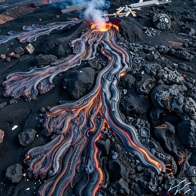 Erupting Volcano Lava Flow
