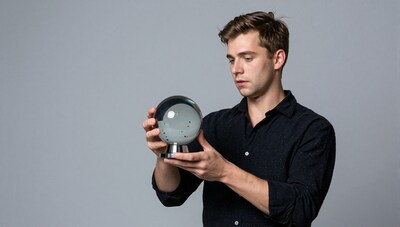 Man holding crystal ball