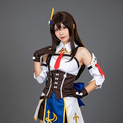 Asian woman in Genshin Impact cosplay