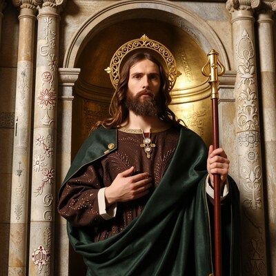 Jesus Christ with staff