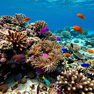 Vibrant Coral Reef with Tropical Fish