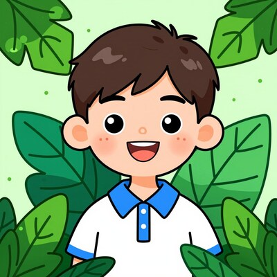 Cartoon Boy in Jungle
