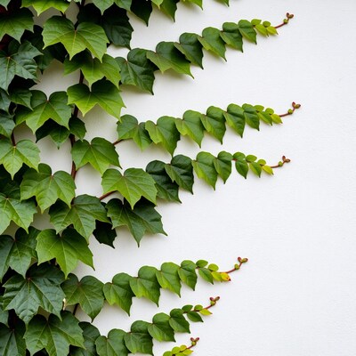 Green Ivy Vines on White Wall