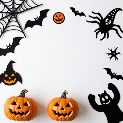 Halloween Decorations on White