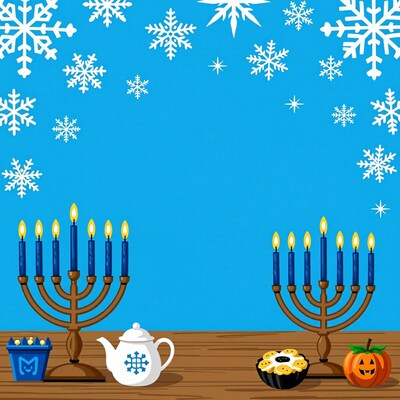 Hanukkah Menorah with Snowflakes