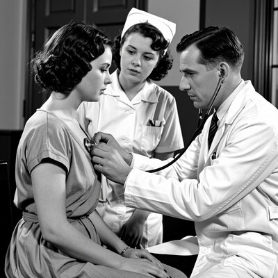 Doctor Examining Patient with Nurse