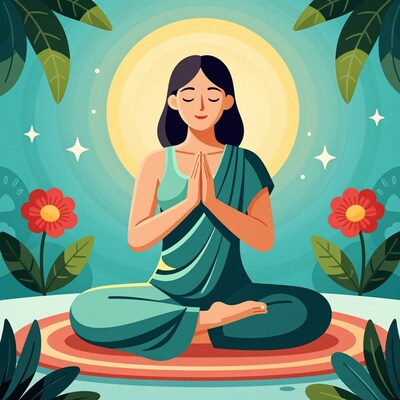 Woman meditating in lotus pose