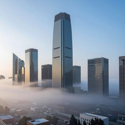 Skyscrapers Above Foggy City