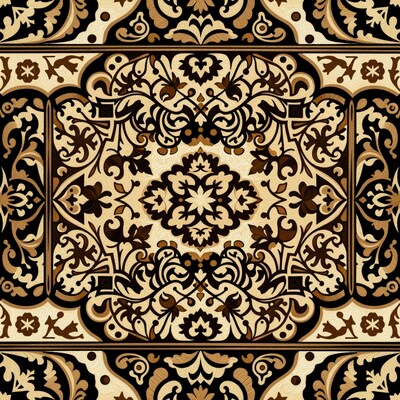 Ornate Brown Beige Damask Pattern