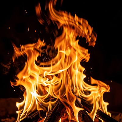 Burning Campfire Flames