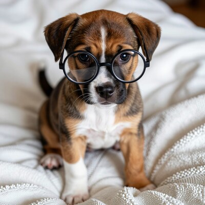 Cute Puppy with Glasses