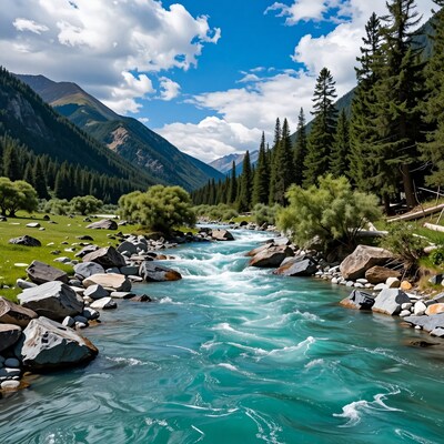 Turquoise Mountain River Landscape