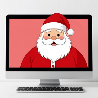 Santa Claus on Computer Screen