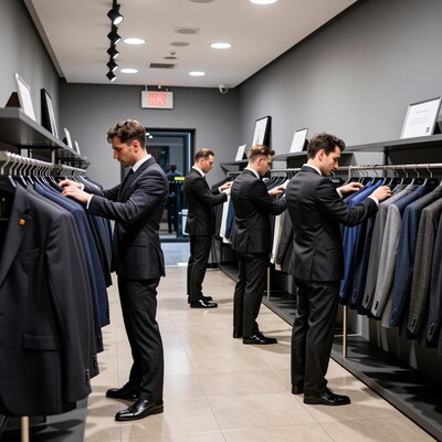 Men Shopping Suits in Store