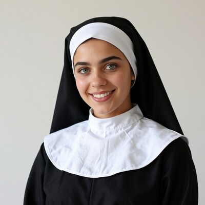 Smiling young nun