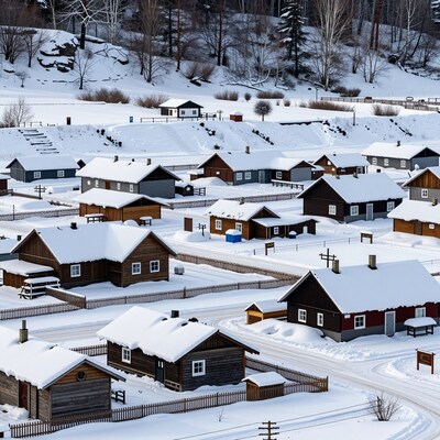 Snowy Scandinavian Village