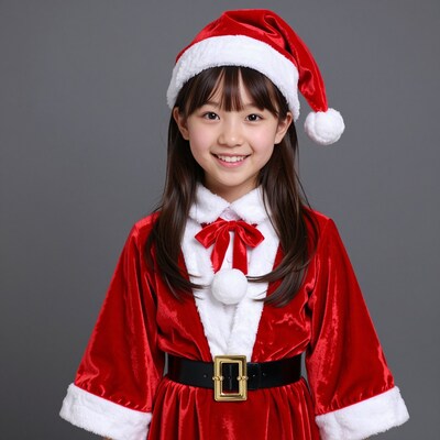 Young Asian Girl in Santa Costume
