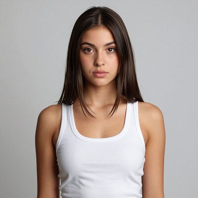 Young woman with long brown hair