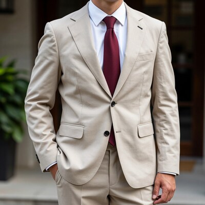 Man in Beige Suit