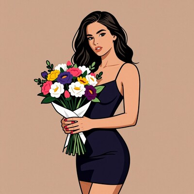 Woman Holding Flower Bouquet