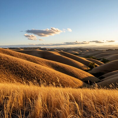 Golden Rolling Hills at Sunset