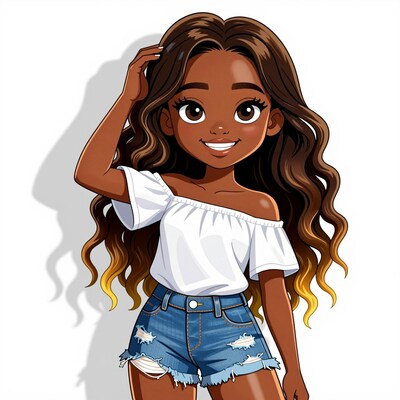Smiling Black Girl Cartoon