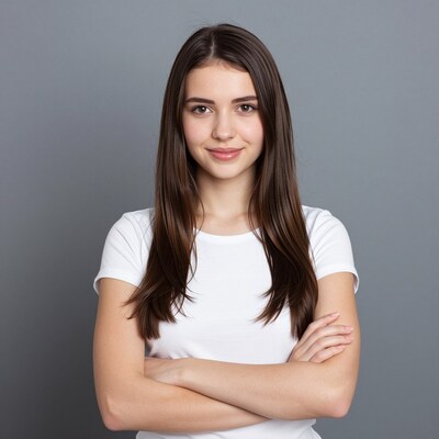 Young woman with long brown hair