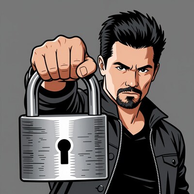 Man Holding Padlock