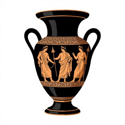 Ancient Greek Vase with Warriors