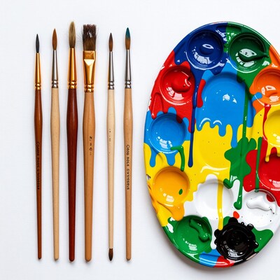 Paintbrushes and Paint Palette