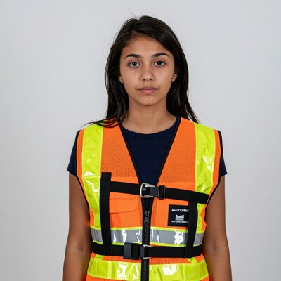 Young woman in safety vest