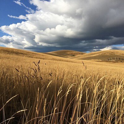 Golden Prairie Hills Storm Clouds