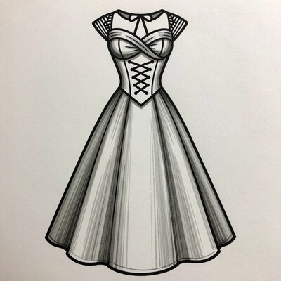 Victorian Corset Dress Illustration
